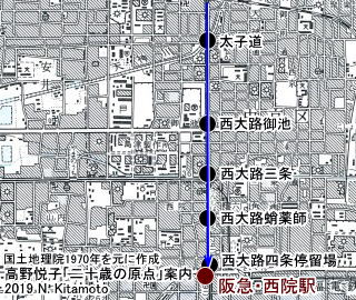 阪急西院駅までの徒歩ルート