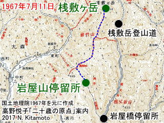 桟敷ヶ岳へのルート地図